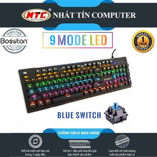 Bàn phím cơ game cao cấp Bosston MK916 tùy chỉnh 9 kiểu đèn led (đen đồng)