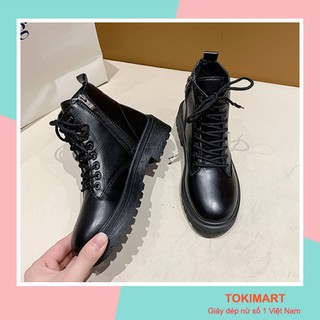 [LOẠI 1- ĐẾ CAO 4CM] Giày bốt nữ ullzang đế cao phong cách Hàn Quốc, boot nữ khóa siêu hót da cao cấp BK02