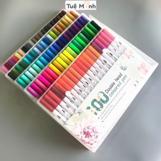 Bút dual tip 2 đầu gồm đầu lông brush + đầu liner, bút viết trang trí bullet journal B07