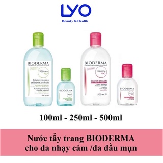 Nước Tẩy Trang Bioderma H2O Créaline Hồng / Sébium Xanh 100ml - 500ml Pháp chính hãng