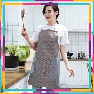 Tạp Dề [ FREESHIP ] Tạp Dề Chống Thấm Nước-kẻ hoa có khăn lau tay bên hông