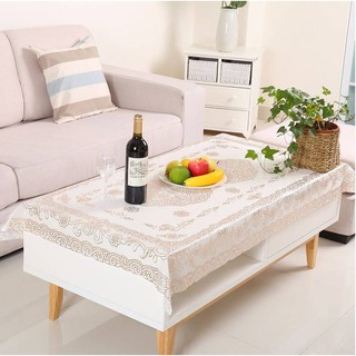 Khăn Trải Bàn Ăn Nhũ Vàng-Trắng 60x1m4 Chống Thấm Sang Trọng