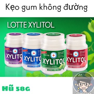 Kẹo Gum không đường Xylitol hương dâu bạc hà hũ 58g