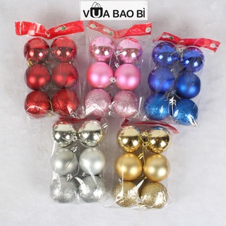 Set 6 quả châu 4/6cm trang trí Giáng sinh cây thông Noel, tiệc sự kiện