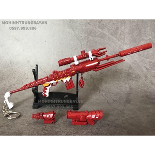 [ ẢNH THẬT CAO CẤP] MÔ HÌNH PUBG MINI 14 SKIN TÔM HÙM ĐỎ TẶNG SCOPE VÀ KỆ 19CM‼️