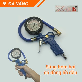Súng bơm lốp xe có đồng hồ dầu và đầu bơm kẹp hiệu X-A