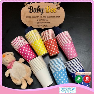 Set 10 Cốc Giấy Chấm Bi Cao 10CM