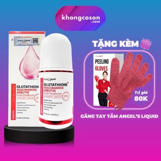 [CHE TÊN] Lăn Khử Mùi Angel Liquid Giảm Thâm Dưỡng Trắng Glutathione Niacinamide Arbutin 60ml + Tặng Găng Tay Tắm