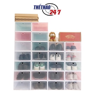 Combo 15 Hộp Đựng Giày Phối Màu, Hop Dung Giay Lắp Ráp Thông Minh Nắp Nhựa Cứng