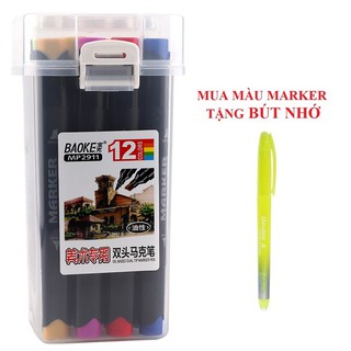 Bút màu Marker 12 màu BAOKE MP2911-12 (Tặng bút nhớ dòng)