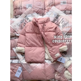 Áo Phao Bé Gái Lót Lông Kéo Khoá Hồng