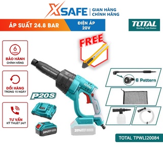 Máy xịt rửa xe cầm tay TOTAL TPWLI20084 Máy xịt rửa áp lực kèm 1 pin 4.0Ah, 1 sạc nhanh cùng nhiều phụ kiện hỗ trợ