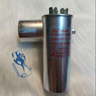Tụ nhôm 50+1,5 uf 450v 3 cực hàng đẹp SU CBB65