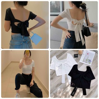 ÁO CROPTOP CỔ U NƠ LƯNG (KÈM VIDEO HÌNH THẬT)
