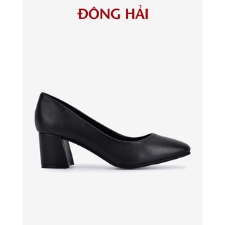 Giày cao gót Đông Hải chất liệu microfiber thiết kế mũi tròn gót vuông 5cm - G5713