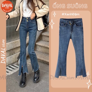 Quần bò ống rộng, quần jean bò ống suông jeans nữ cạp cao ống đứng co dãn 4 chiều