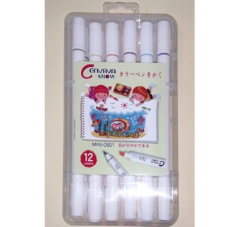 Bút Marker Màu Vẽ Ánh Dạ Quang Thân Nhỏ 2 Đầu