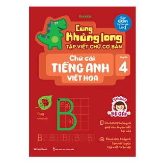Sách - Cùng Khủng long tập viết chữ cơ bản - Chữ cái Tiếng Anh VIẾT HOA - Quyển 4 - Sticker bé gái MEGAMN9307