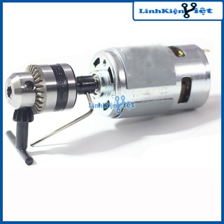 Bộ Khoan Tự Chế Từ Động Cơ 775 Trục D Cực Khỏe và Phụ Kiện V1 ( Đầu Kẹp 3 Chấu và Đầu Nối Trục B10-5mm Có Ốc Vặn )
