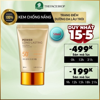 Kem chống nắng dưỡng da The Face Shop Hà Beauty trang điểm lâu trôi Natural Sun Eco Power Long Lasting SPF50+PA+++ 50ml