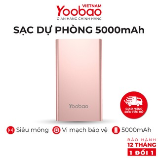 Sạc dự phòng 5000mAh Yoobao PL5 Polymer - Hàng chính hãng - Bảo hành 12 tháng 1 đổi 1