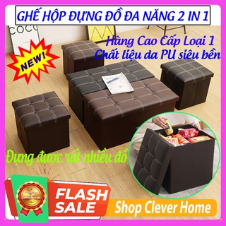 ⚡️Hót Nhất 2022⚡️ Ghế Hộp Đa Năng Bọc Da, Thùng đựng đồ kiêm ghế ngồi chịu lực chắc chắn có thể gấp gọn