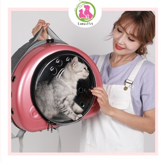 Balo mèo trong suốt vận chuyển thú cưng cao cấp, balo trong suốt dấu chân mèo, balo phi hành gia
