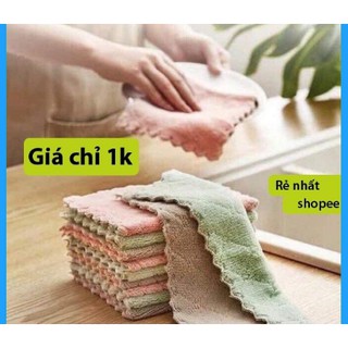 Khăn lau đa năng (lau bếp, bát đĩa, bàn ghế...) 2 mặt siêu mềm mịn, thấm hút tốt,kháng khuẩn (1chiếc)