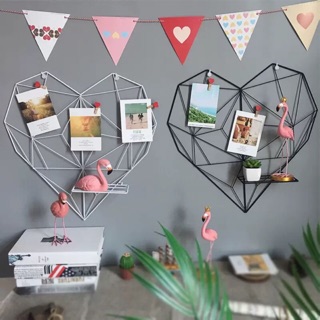 TẶNG 10 KẸP GỖ - KHUNG LƯỚI TRANG TRÍ HÌNH TIM KÈM GIÁ TRANG TRÍ 50x50cm.