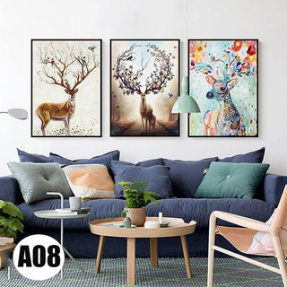 Bộ 3 bức tranh hươu mẫu A08 CHỌN KHUNG