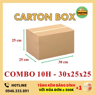 [SỈ/LẺ] (30x25x25) COMBO 10 Hộp Carton Giá Rẻ, Thùng Carton Đóng Hàng chỉ từ 599đ/h