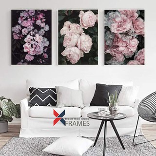 Bộ 3 tranh canvas "Hoa hồng vintage"