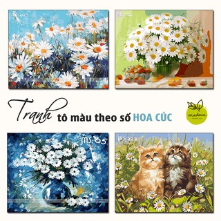 Tranh sơn dầu số hóa tự tô Hoa Cúc - Có Khung