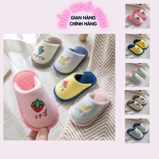 Dép bông cho bé, đi trong nhà siêu ấm hoạ tiết hoa quả xinh xắn,   đáng yêu cho bé trai bé gái từ 2 đến 10 tuổi Bắp Ngô