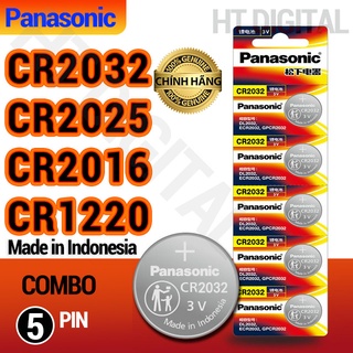 Vỉ 05 Pin CR2032 2025 2016 1220 Panasonic Chính Hãng, Pin Nút, Pin Cút Áo 2032 3V Lithium Pin Cho Đồng Hồ, Remote