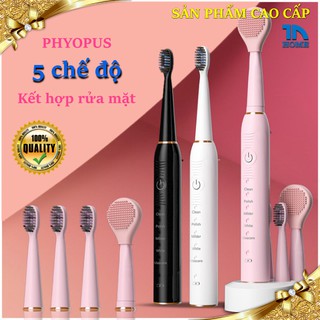 Bàn chải điện thông minh với đầu rửa mặt cao cấp Bàn chải đánh răng điện 5 chế độ chống nước IPX7-PHYOPUS PH-203