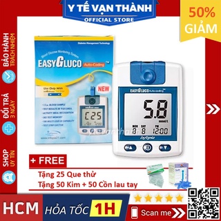 ✅ [TRỌN BỘ] Máy Đo Đường Huyết- Easy Gluco (Kèm 25 Que, Kim, Cồn) -VT0766 | Y Tế Vạn Thành