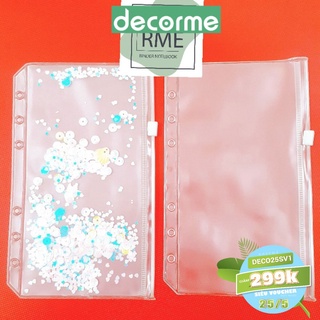 Túi zip pvc chia ngăn phụ kiện sổ còng planner A5 A6, DECORME