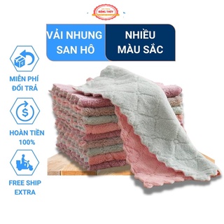 Khăn Lau nhà bếp Đa Năng, khăn Lau Hai Mặt Siêu Thấm Hút Vải Nhung San Hô Dày Mịn Có Nhiều Màu Sắc GDDT