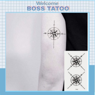 Hình xăm la bàn t096. Xăm dán tatoo mini tạm thời, size <10x6cm