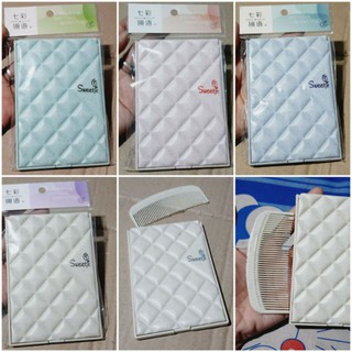 Gương kèm lược bỏ bóp carô chấm mè (Kt:8×11cm)