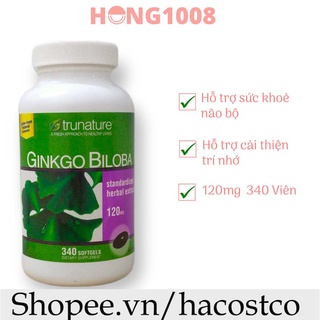 Viên uống Trunature Ginkgo Biloba 120mg 300 viên 340 viên từ trái bạch quả tăng cường sức khỏe trí não