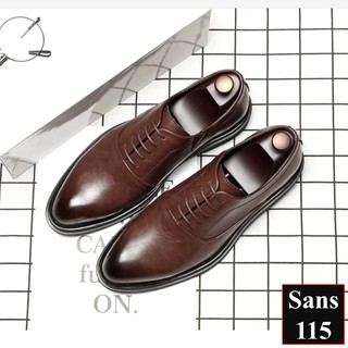 Giày tây nam buộc dây da bò thật Sans115 giầy da công sở cao cấp đen nâu cỡ 38 39 40 41 42 bigsize to 43 44 45 46 47 48