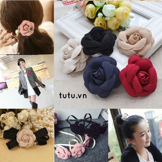 5cm hoa trà channel chất liệu dạ phụ kiện cài áo bờm tóc