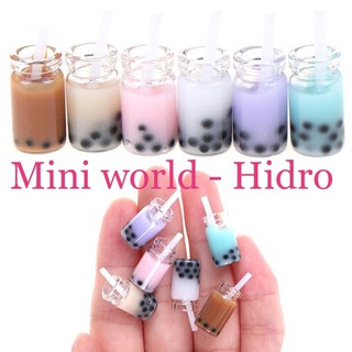 set 4 Mô hình ly trà sữa, chai trà sữa dùng cho búp bê. Trà sữa mini. MiniFood . Miniature