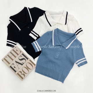 Áo len nữ cổ polo viền 2 sọc kiểu dáng ulzzang Fmstyle Saigon 21ALU11AH0501-21ALU11A961606