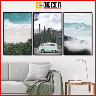 Tranh treo tường canvas khung gỗ 3 bức phong cách hiện đại Bắc Âu tranh phong cảnh trang trí phòng khách phòng ngủ 90