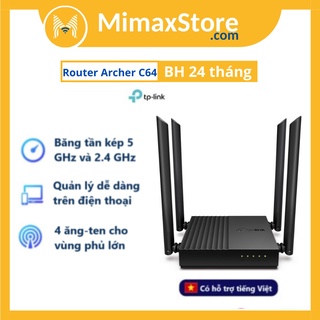 [Hỏa Tốc - HCM] Bộ Phát Wifi TP-Link Archer C64 Băng Tần Kép AC1200 Gigabit | Bảo Hành 24T | Mimax Store