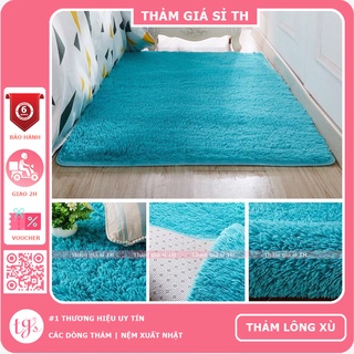 Thảm Lông Trải Sàn Phòng Ngủ Lông Xù Xanh Nước Biển 100x160