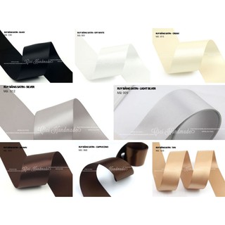 Cuộn 5M Ruy băng Satin 2 mặt màu be trắng đen nâu - link 9/9 Cici Handmade ruyban gấm hoa lụa ruyban ribbon satin